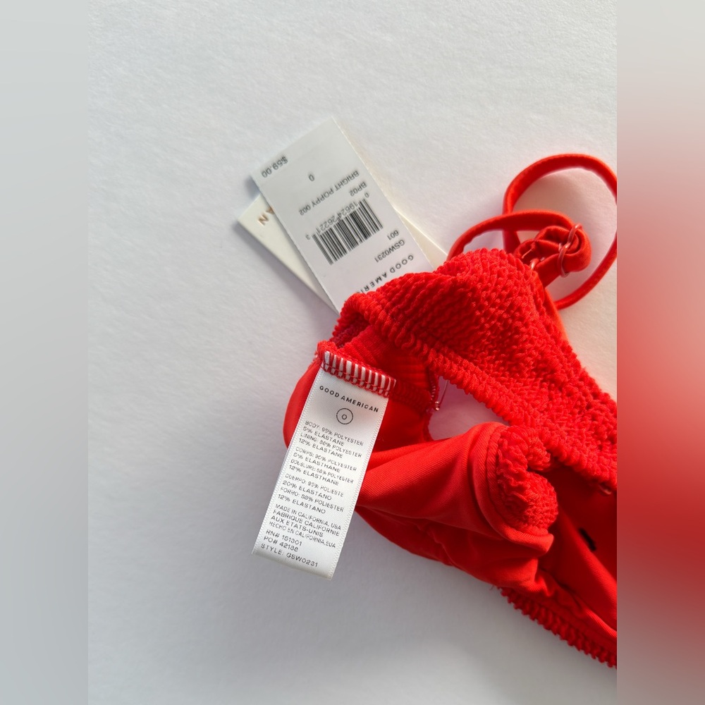 Good American Always Fits Twist Bikini Top, Bright Poppy, New With Tags - Picture 9 of 9